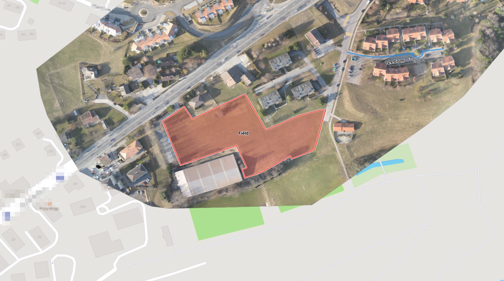 Orthomosaic overlaid on map with site delineated